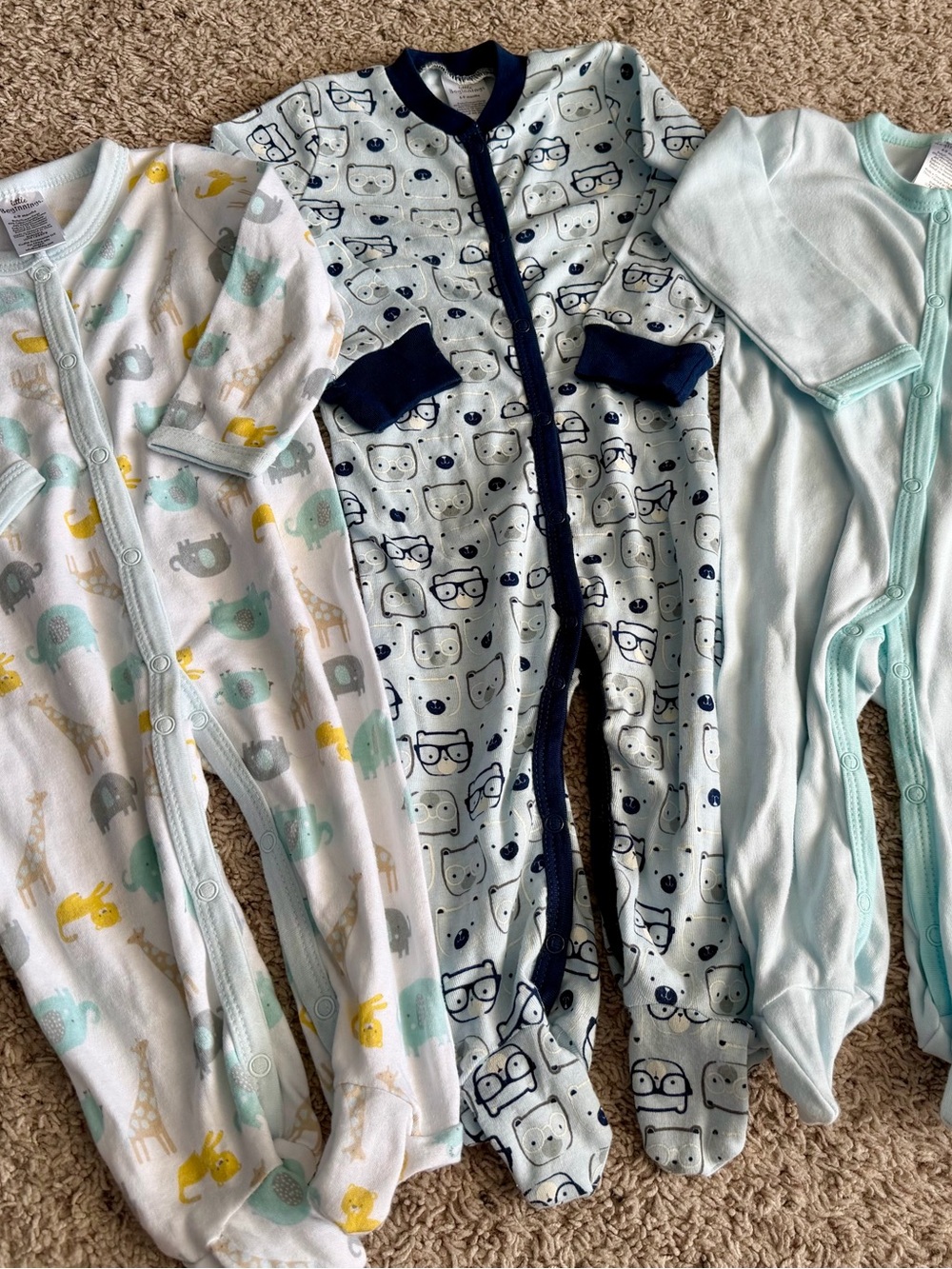 3-Piece Baby Footed Pajamas